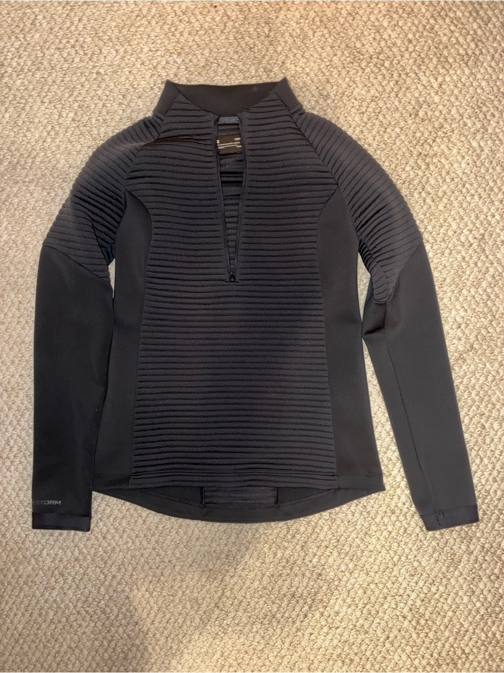 Under Armour Black Ribbed Half-Zip Athletic Pullover